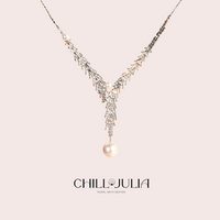 Waltz of Stars Pearl Tassel Necklace – Sterling Silver Freshwater Pearl Statement Necklace | Elegant Evening & Everyday Fine Jewelry Gift for Women