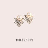SALOME Natural Pearl Earrings — 925 Sterling Silver, Natural Freshwater Pearl & Zircon, Elegant Designer Jewelry, Luxury Pearl Studs